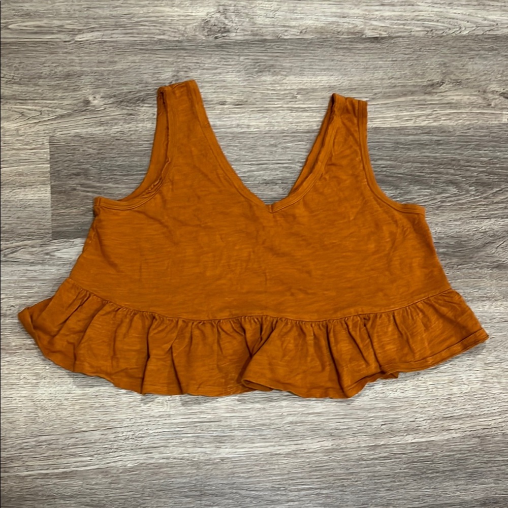 Wild Fable Burnt Orange V Neck Crop Ruffle Tank Top  Oversized Small